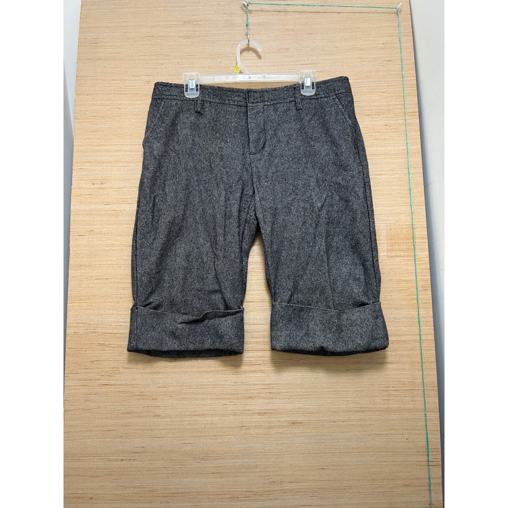 Gap Womens Black White Micro Pattern Cuffed Bermuda Shorts Size 14 Tailored Grey